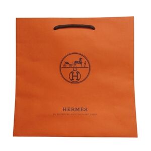 HERMES New Authentic Medium Orange Paper Shopping Gift Bag
